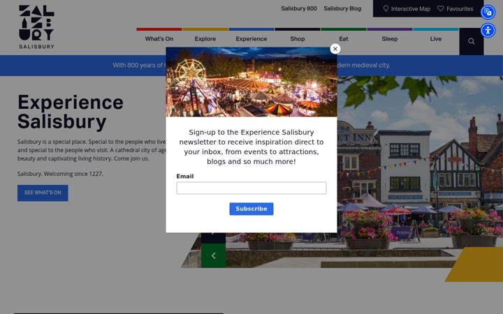Screenshot of experiencesalisbury.co.uk