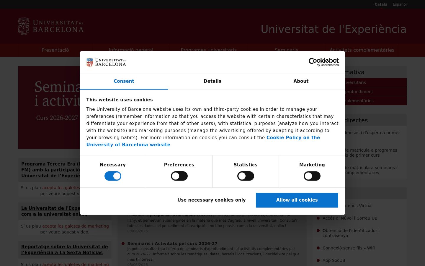 Screenshot of the consent banner shown before any interaction