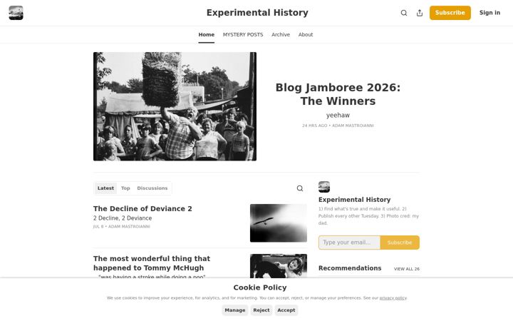 Screenshot of experimental-history.com