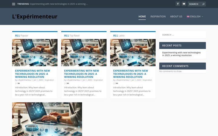 Screenshot of experimenter.ca