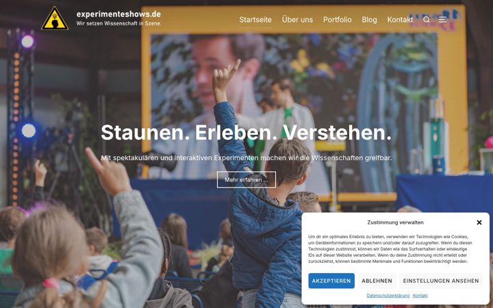 Screenshot of experimenteshows.de