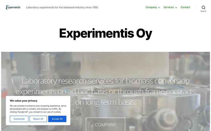Snimka zaslona za experimentis.fi