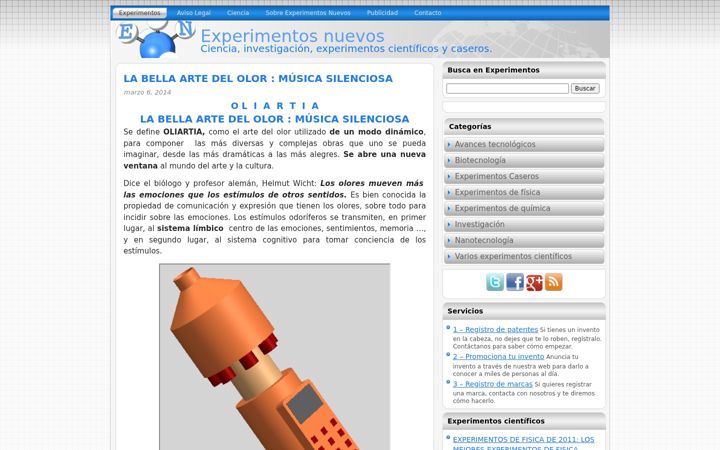 Screenshot of experimentosnuevos.com