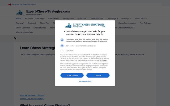 Screenshot of expert-chess-strategies.com