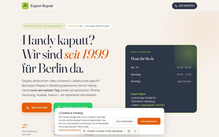 Screenshot of expert-repair.de
