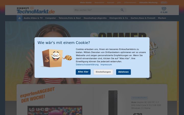 Screenshot of expert-technomarkt.de