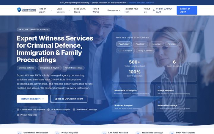 Screenshot of expert-witness.uk