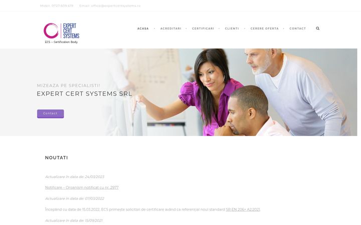 Screenshot of expertcertsystems.ro