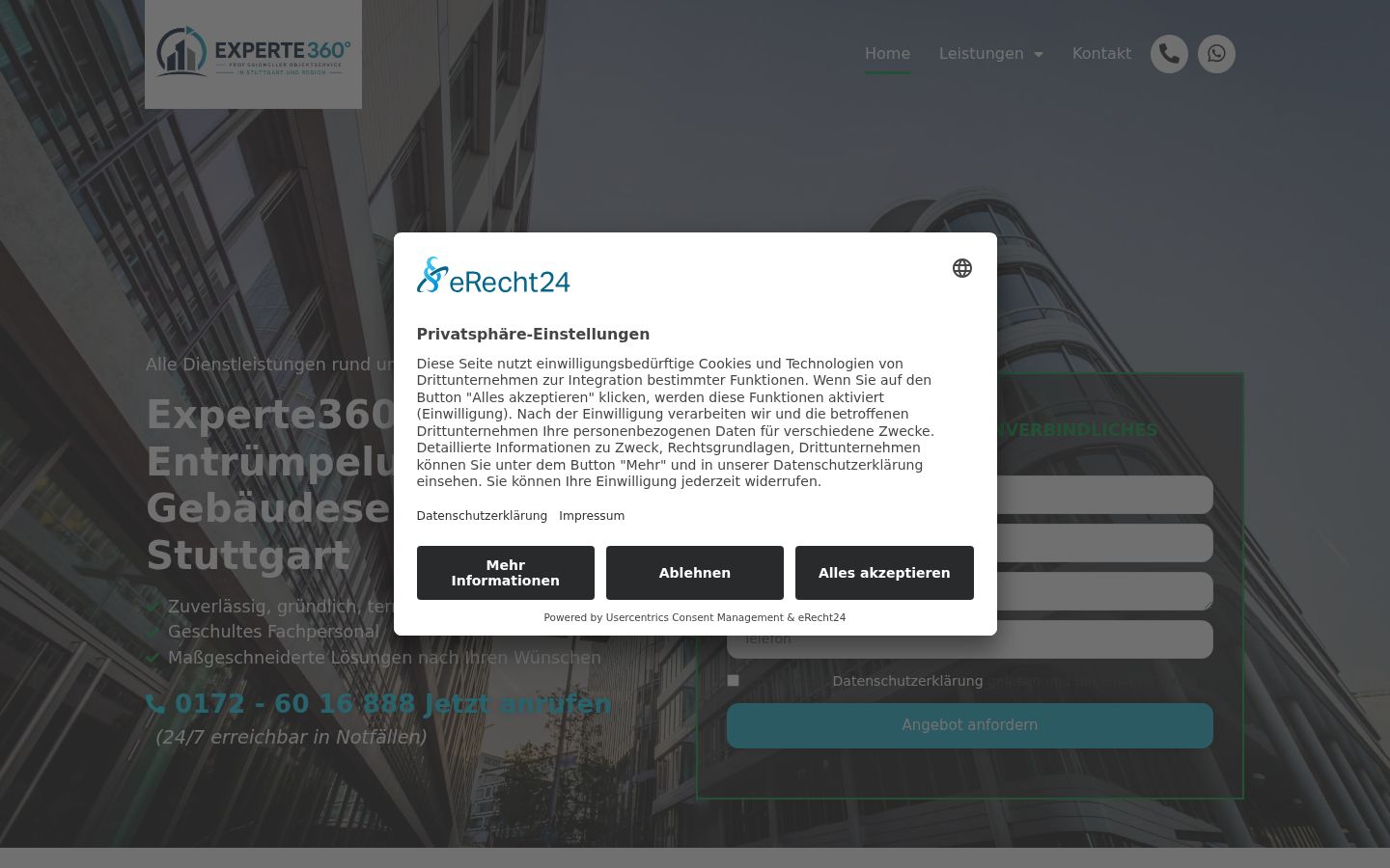 Screenshot of the consent banner shown before any interaction