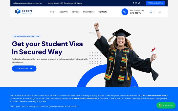 Screenshot of experteducation.lk