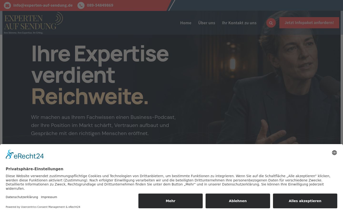 Screenshot of the consent banner shown before any interaction
