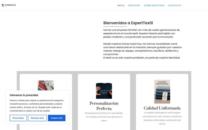 Skjermbilde av expertextil.net