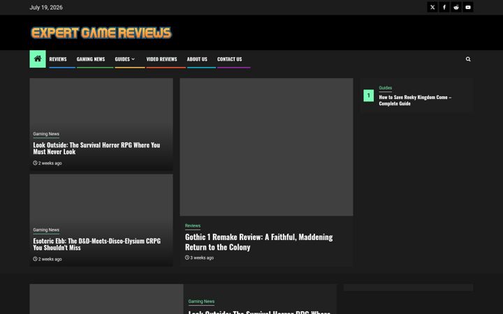 Screenshot of expertgamereviews.com