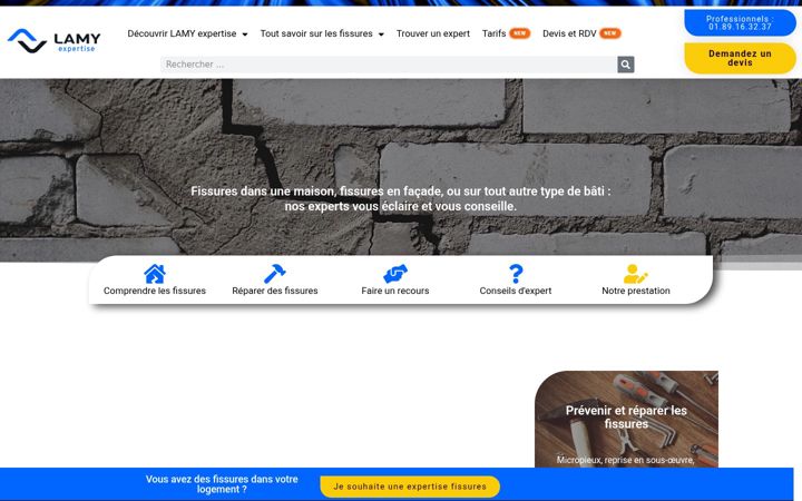 Skjermbilde av expertise-fissures.fr