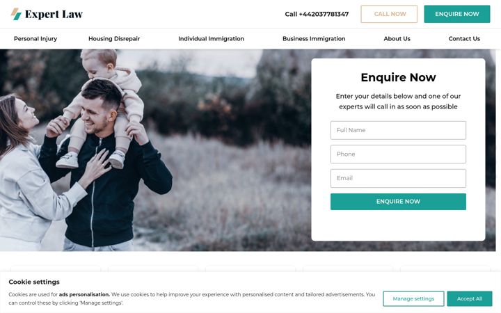 Screenshot of expertlaw.co.uk