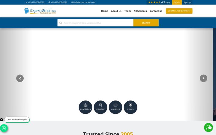 Screenshot of expertsmind.com