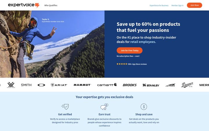 Captură de ecran a expertvoice.com