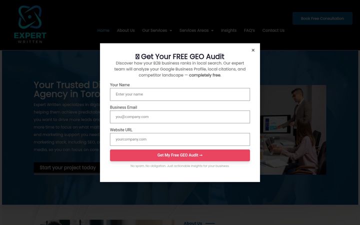 Screenshot of expertwritten.com