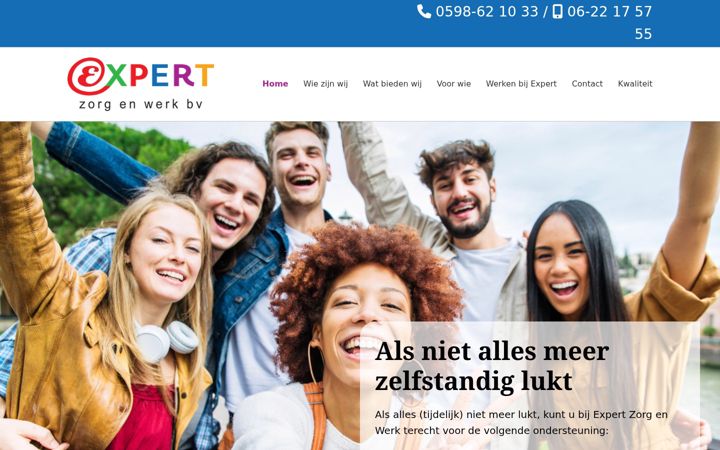 Screenshot of expertzorgenwerk.nl