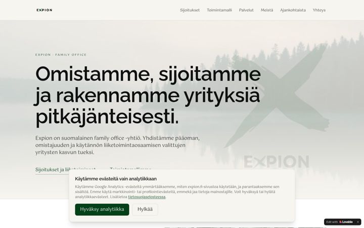 Snimka zaslona za expion.fi