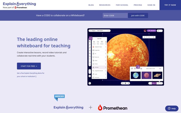 Screenshot of explaineverything.com
