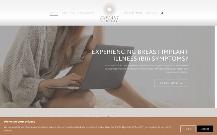 Screenshot of explantsurgery.com