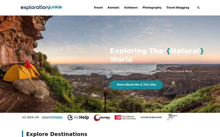 Screenshot of explorationjunkie.com
