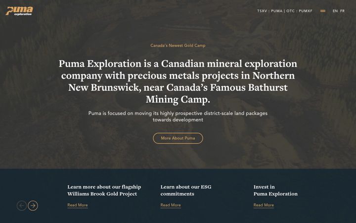 Screenshot of explorationpuma.ca