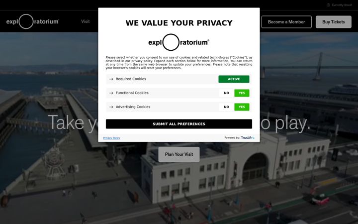 Screenshot of exploratorium.edu