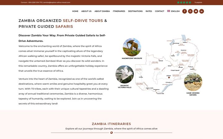 Screenshot of explore-zambia.com