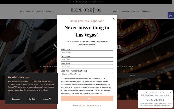 Screenshot of explore702.com