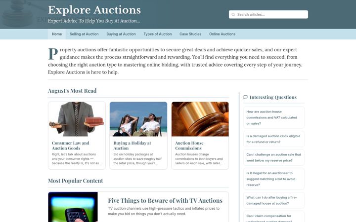 Screenshot of exploreauctions.co.uk