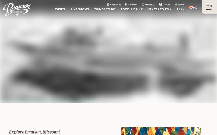Screenshot of explorebranson.com