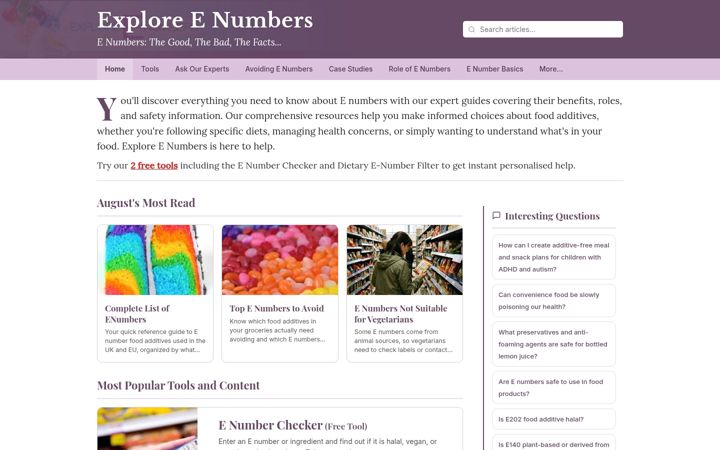 Screenshot of exploreenumbers.co.uk