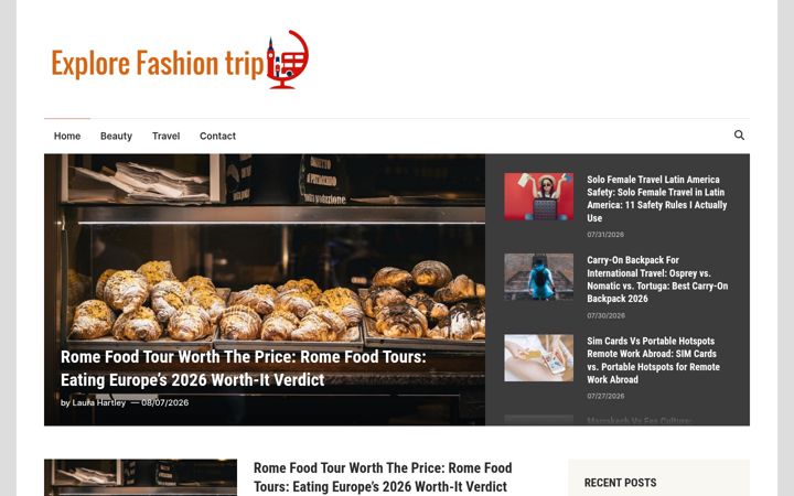 Zrzut ekranu explorefashiontrip.info
