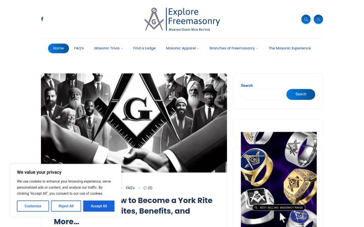 Screenshot of explorefreemasonry.com