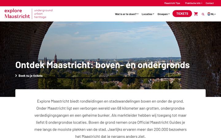 Screenshot of exploremaastricht.nl