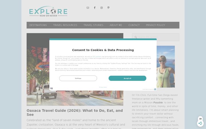 Screenshot of explorenowornever.com