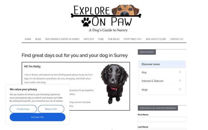 Screenshot ta' exploreonpaw.co.uk
