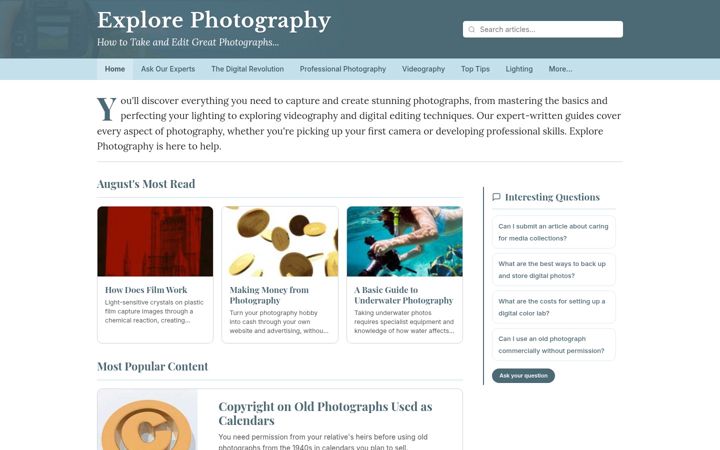 Screenshot of explorephotography.co.uk
