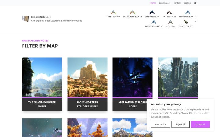 Skjermbilde av explorernotes.net