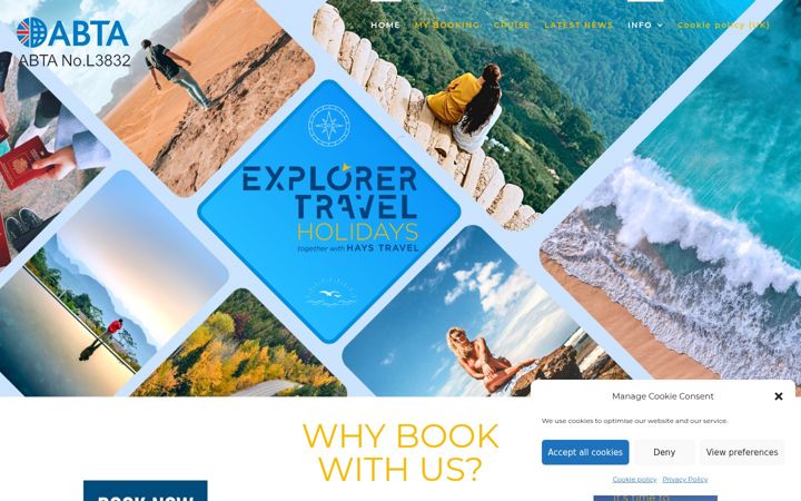 Screenshot ta' explorertravelsite.co.uk