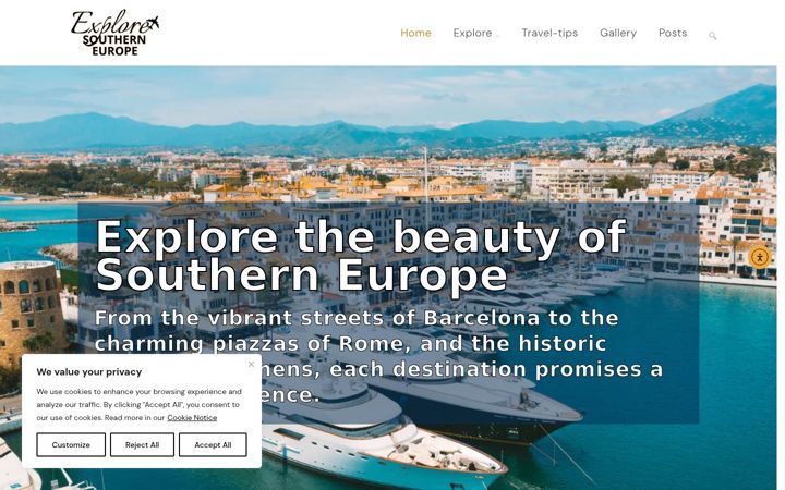 Screenshot of exploresoutherneurope.com
