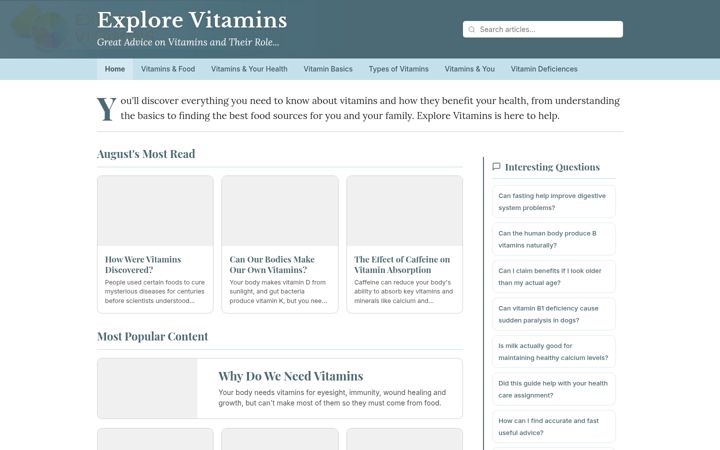 Screenshot of explorevitamins.co.uk