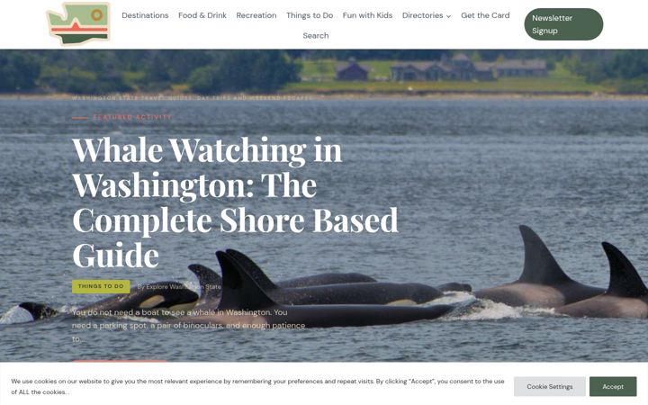 Screenshot of explorewashingtonstate.com