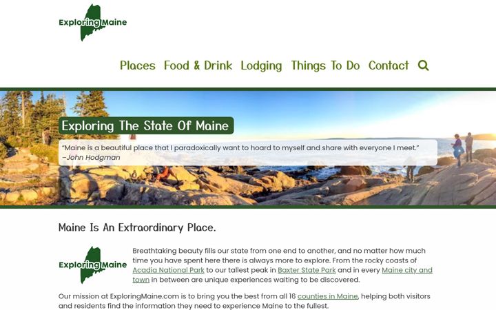 Screenshot of exploringmaine.com