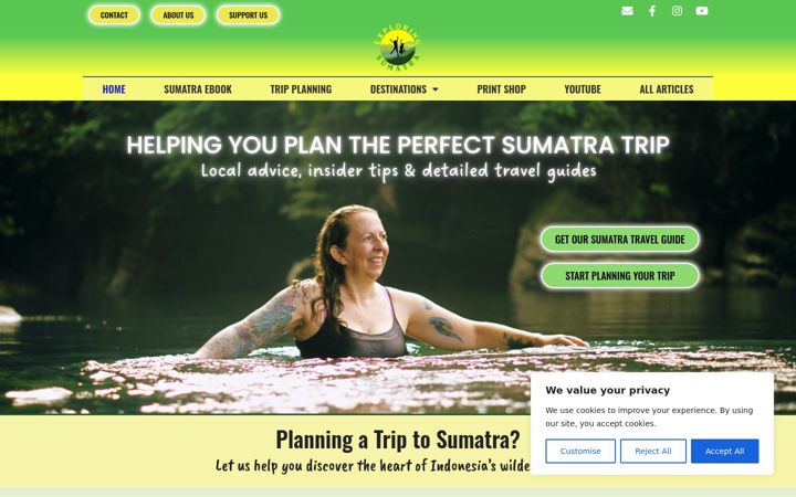 Screenshot of exploringsumatra.com