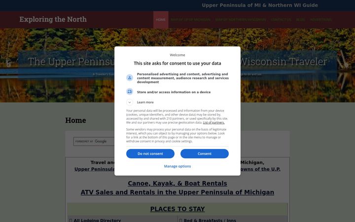 Screenshot of exploringthenorth.com