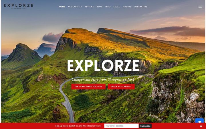 Skærmbillede af explorze.co.uk