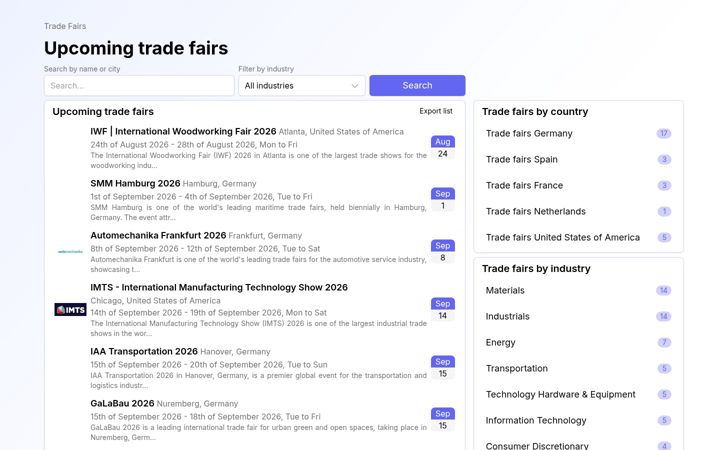Screenshot of expo-list.com